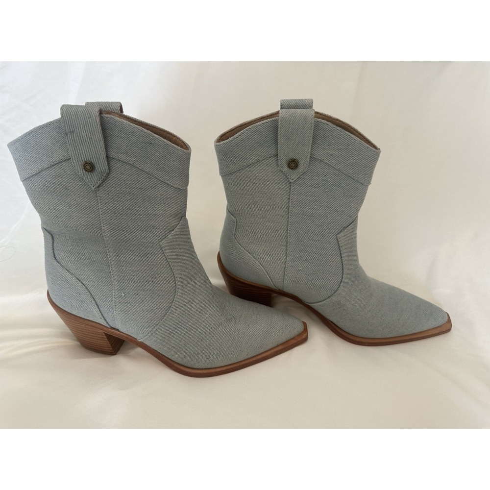 7 For All Mankind Women Denim Blue Western Cowboy Ankle Boots 5US EUR 36
